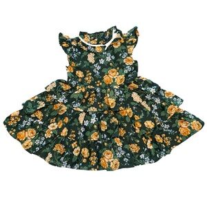 NWT Janie and Jack Green Blue Yellow Floral Ruffle Tiered Dress Sz 2T